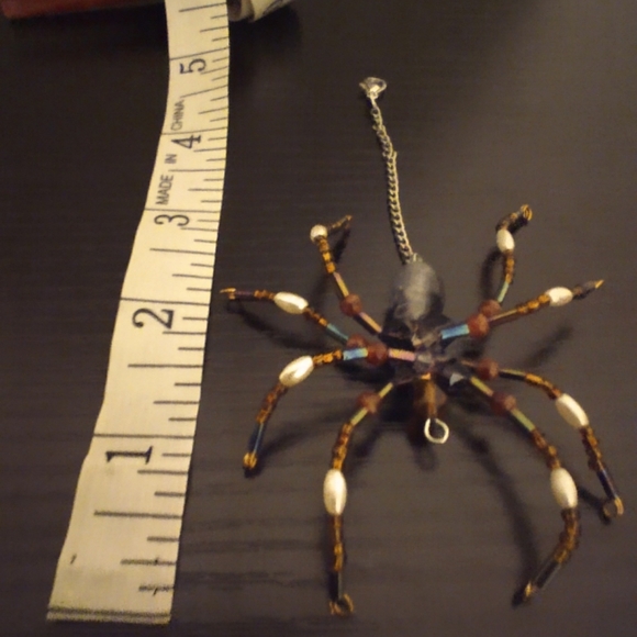 Artisan Beaded Spider Pendant • Purple and Brown - Picture 8 of 17